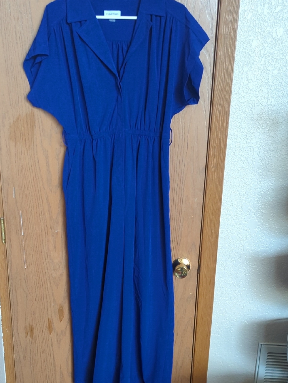 Calvin Klein Cobalt Blue Jumpsuit with V-Neck